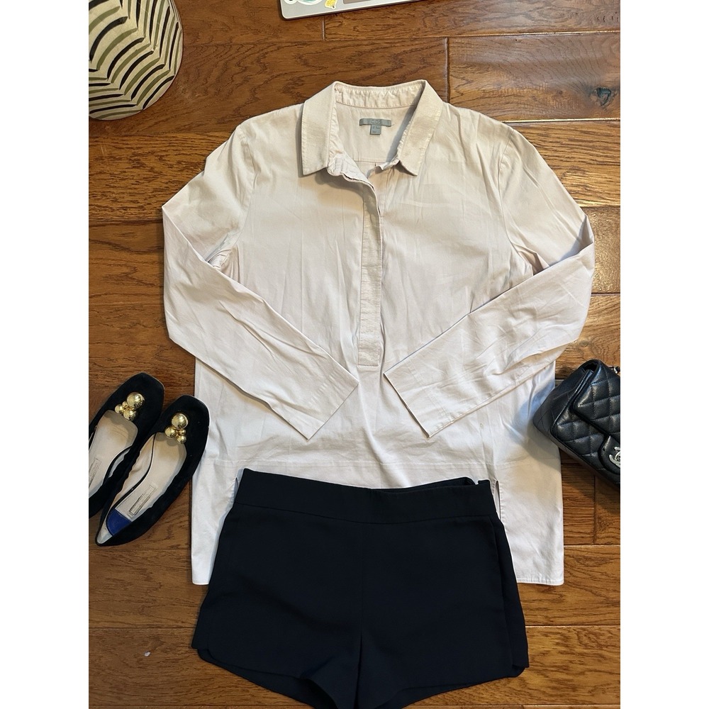 COS Light Blush Pale Pink Cotton Blend Stretch Popover Shirt Top EUR 40 US 10
